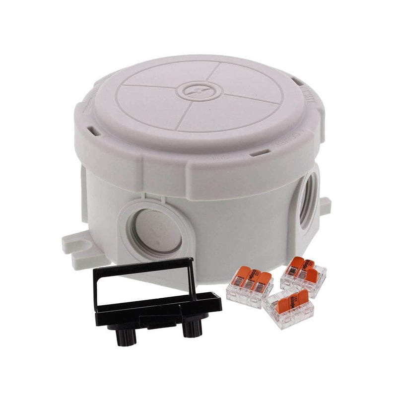 Wiska COMBI Polypropylene Round Weatherproof Junction Box With 4 Self Sealing Cable Inlets Grey - 10110635, Image 1 of 1