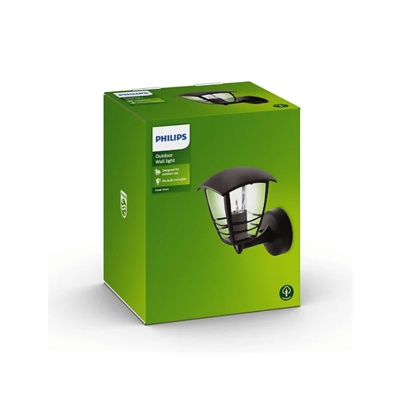 Philips Creek 60W E27 (UP) Wall Lantern IP44 Dimmable Black - 915002789502 - 153803016, Image 3 of 3