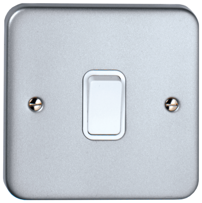 Deta Metal Clad 10A 1 Gang 2W Plate Switch & Back Box With Knockouts - M1203, Image 1 of 1