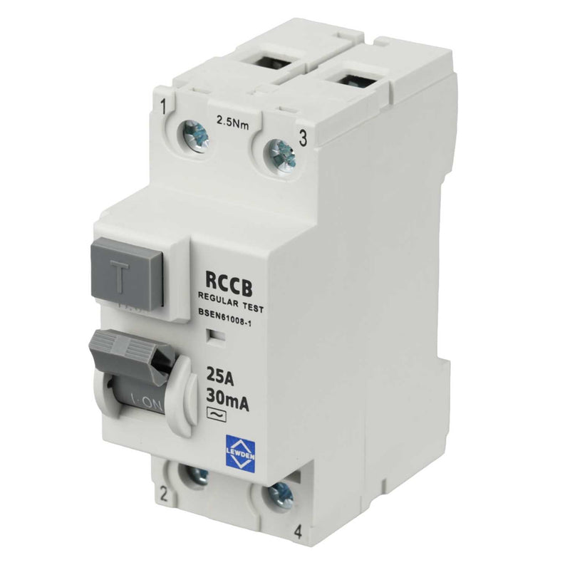 Lewden 25A 2 Pole 30mA Type A 6KA RCD - 25-30-2A, Image 1 of 1