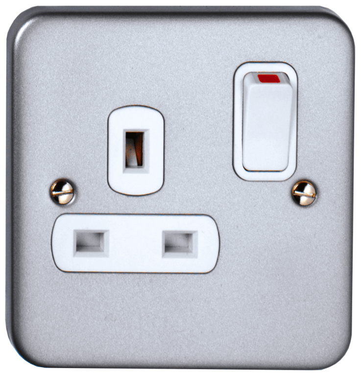 Deta Metal Clad 13A 1 Gang DP Switched Socket & Back Box with Knockouts - M1207DP, Image 1 of 1