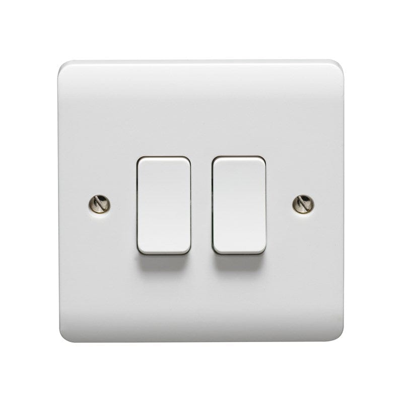 Crabtree Instinct 10AX 2 Gang 2 Way Light Switch - White  - CR1272, Image 1 of 1