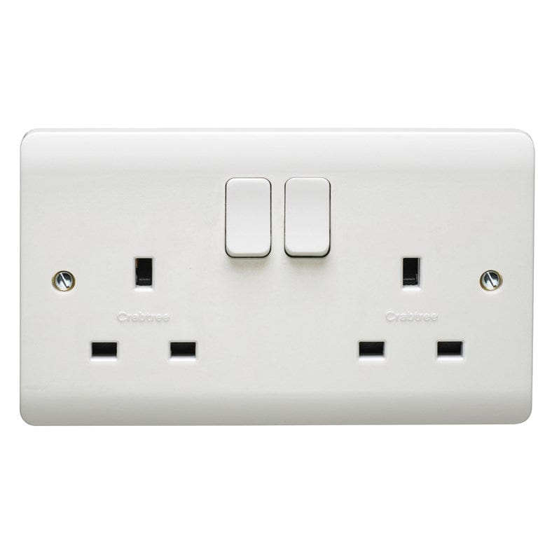 Crabtree Instinct 13A 2 Gang Double Pole Switched Socket - White  - CR1306-D, Image 1 of 1