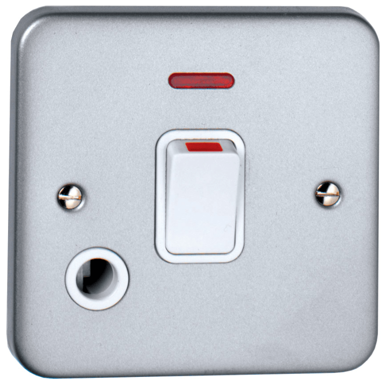 Deta Metal Clad 20A DP Switch With Flex Outlet & Neon & Back Box With Knockouts - M1214FL, Image 1 of 1