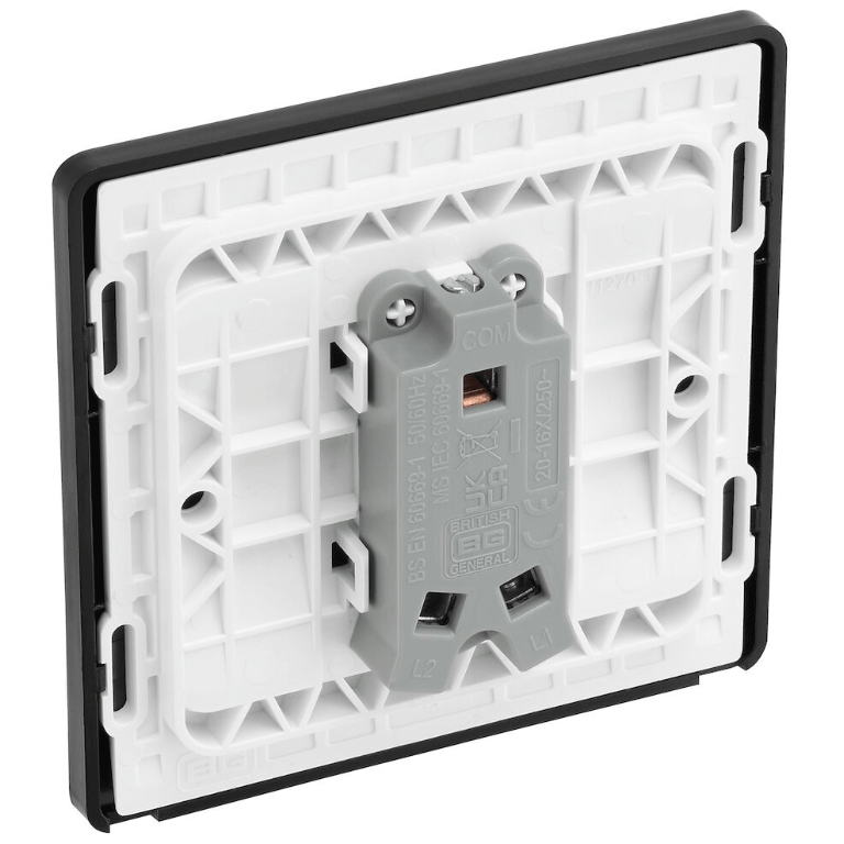 BG Evolve Black Chrome Single Light Switch 20A 16AX 2 Way - PCDBC12B, Image 3 of 3