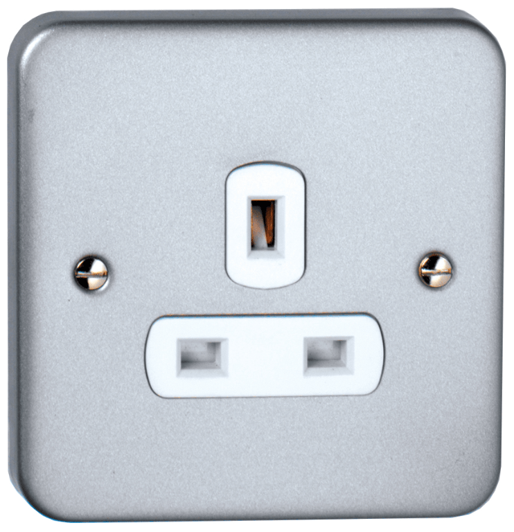 Deta Metal Clad 13A 1 Gang Unswitched Socket & Back Box With Knockouts - M1206, Image 1 of 1