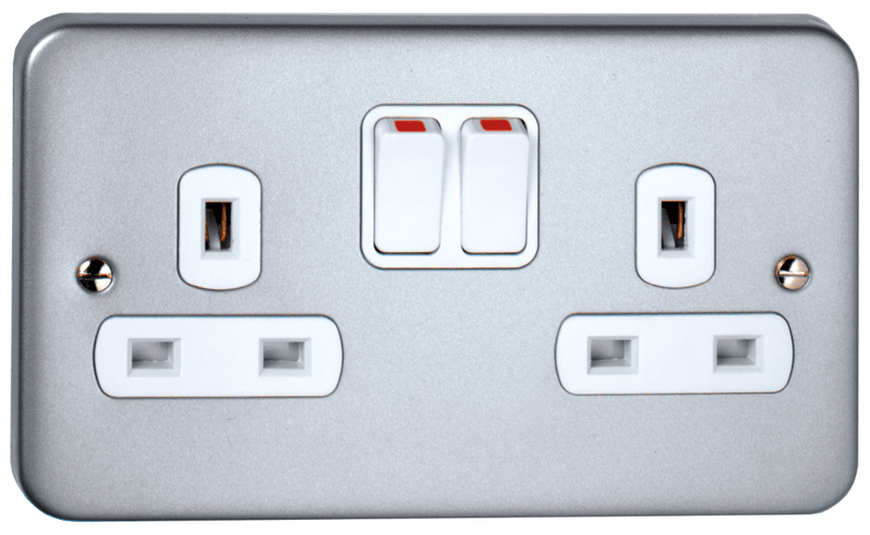 Deta Metal Clad 13A 2 Gang DP Switched Socket & Back Box With Knockouts - M1209DP, Image 1 of 1