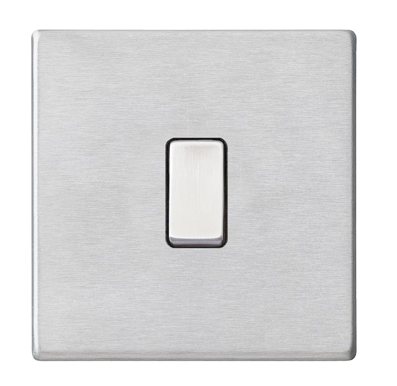 Hamilton Hartland G2 10AX 1 Gang Screwless Intermediate Light Switch - Satin Steel with Black Insert  - 7G24R31SS-B, Image 1 of 1