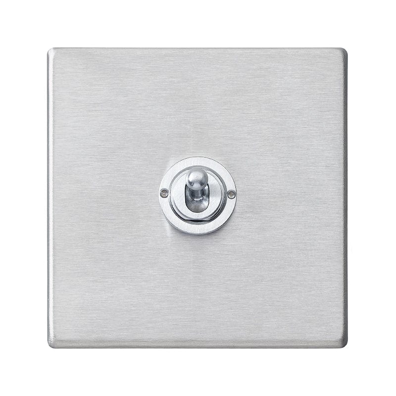 Hamilton Hartland G2 20AX 1 Gang 2 Way Screwless Toggle Light Switch - Satin Steel/Satin Chrome  - 7G24T21, Image 1 of 1