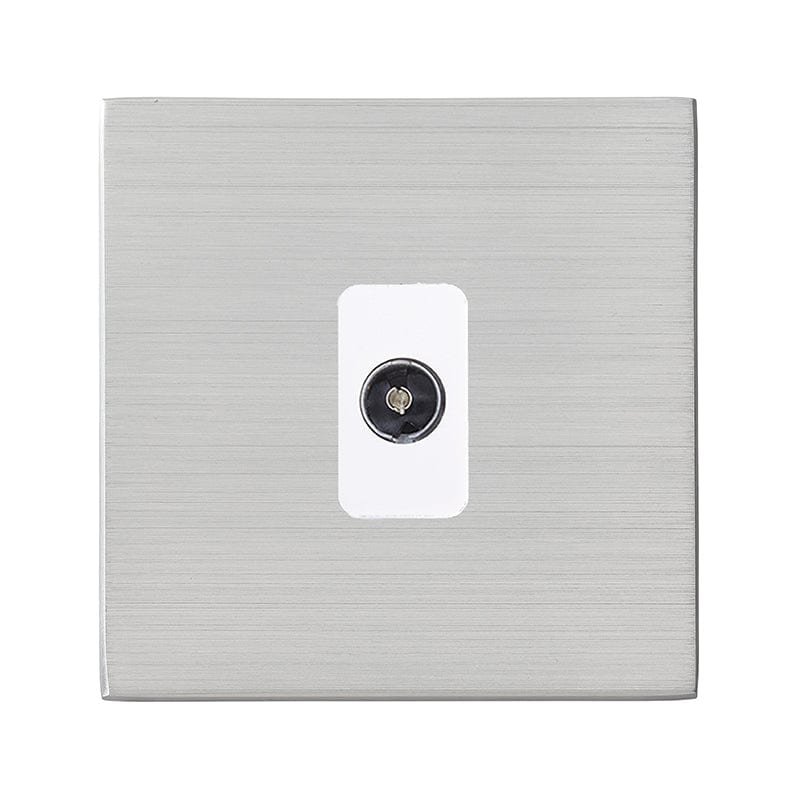 Hamilton Hartland G2 1 Gang Screwless Non-Isolated TV 1 In/1 Out Socket - Satin Steel/White Inserts  - 7G24TVW, Image 1 of 1