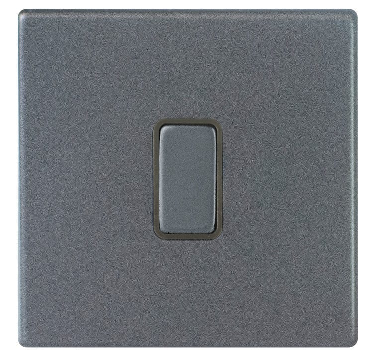 Hamilton Hartland G2 10A 1 Gang 2 Way Screwless Light Switch - Anthracite Grey with Grey Inserts  - 7G2AR21GA-QG, Image 1 of 1