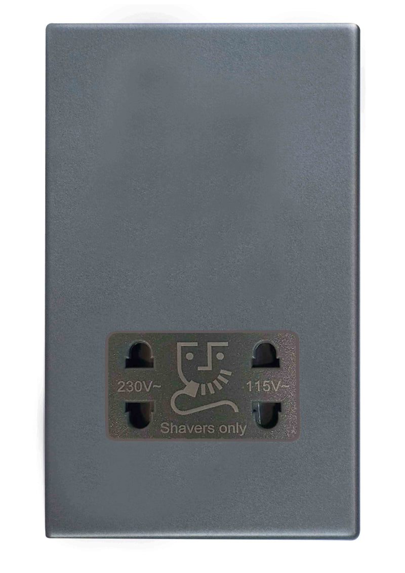 Hamilton Hartland G2 115/230V Screwless Dual Voltage Shaver Socket - Anthracite Grey/Grey Inserts  - 7G2ASHSQG, Image 1 of 1