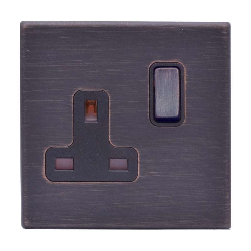 Hamilton Hartland G2 13A 1 Gang Screwless Double Pole Switched Socket - Etrium Bronze  - 7G2EBSS1EB-B, Image 1 of 1