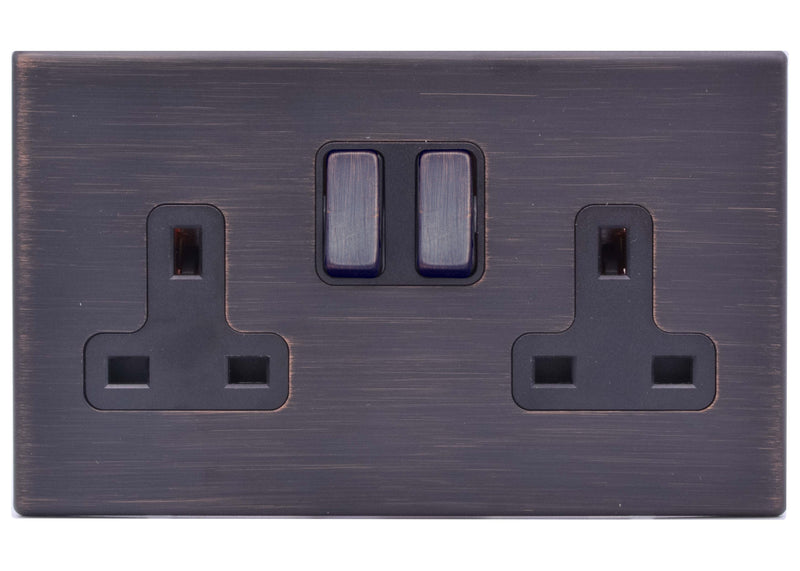 Hamilton Hartland G2 13A 2 Gang Screwless Double Pole Switched Socket - Etrium Bronze  - 7G2EBSS2EB-B, Image 1 of 1