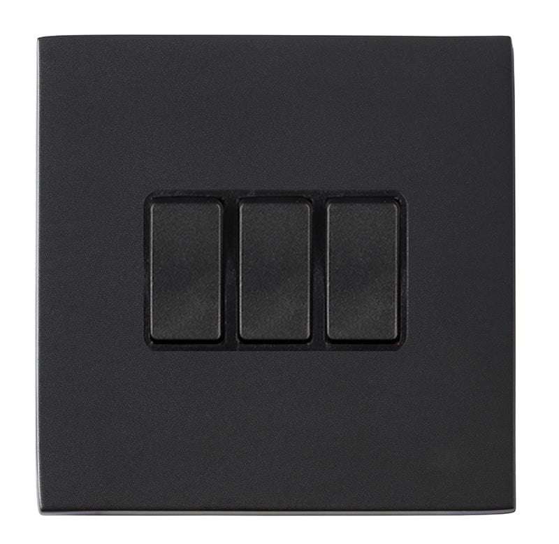 Hamilton Hartland G2 10A 3 Gang 2 Way Screwless Light Switch - Matt Black  - 7G2MBR23BL-B, Image 1 of 1