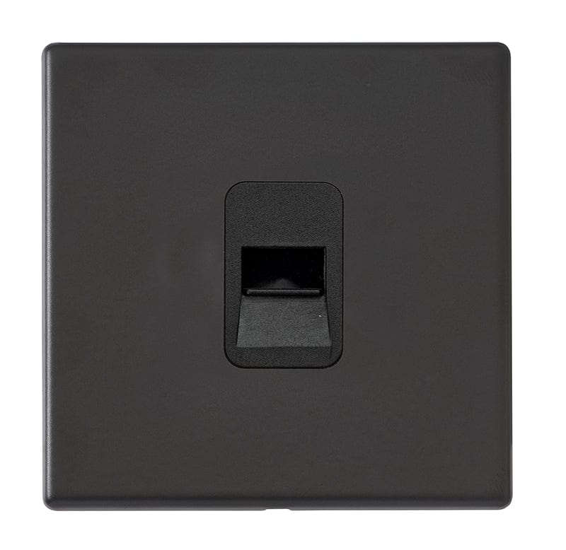 Hamilton Hartland G2 1 Gang Screwless Slave Telephone Socket - Matt Black  - 7G2MBTCSB, Image 1 of 1