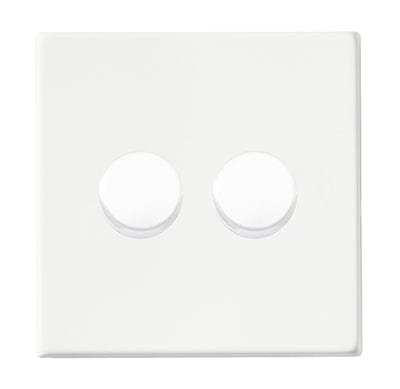 Hamilton Hartland G2 100W 2 Gang 2 Way Screwless Push On/Off Rotary LED Dimmer Switch - Matt White  - 7G2MW2XLEDITB100, Image 1 of 1