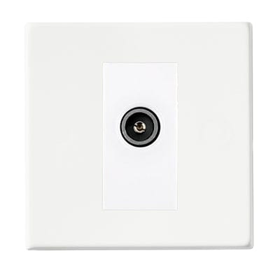 Hamilton Hartland G2 1 Gang Screwless Non-Isolated TV Coaxial + DAB Compatible Socket - Matt White  - 7G2MWDTVFW, Image 1 of 1