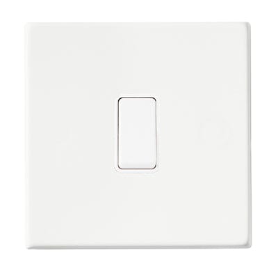 Hamilton Hartland G2 10AX 1 Gang 2 Way Screwless Light Switch - Matt White/White  - 7G2MWR21WH-W, Image 1 of 1