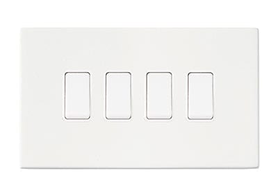 Hamilton Hartland G2 10AX 4 Gang 2 Way Screwless Light Switch - Matt White/White  - 7G2MWR24WH-W, Image 1 of 1