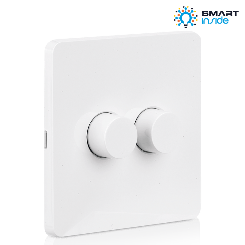 Aurora Bluetooth Wireless Battery Rotary Dimmer 2 Gang White (Including Batteries) - AU-A1BTR2GW, Image 1 of 1