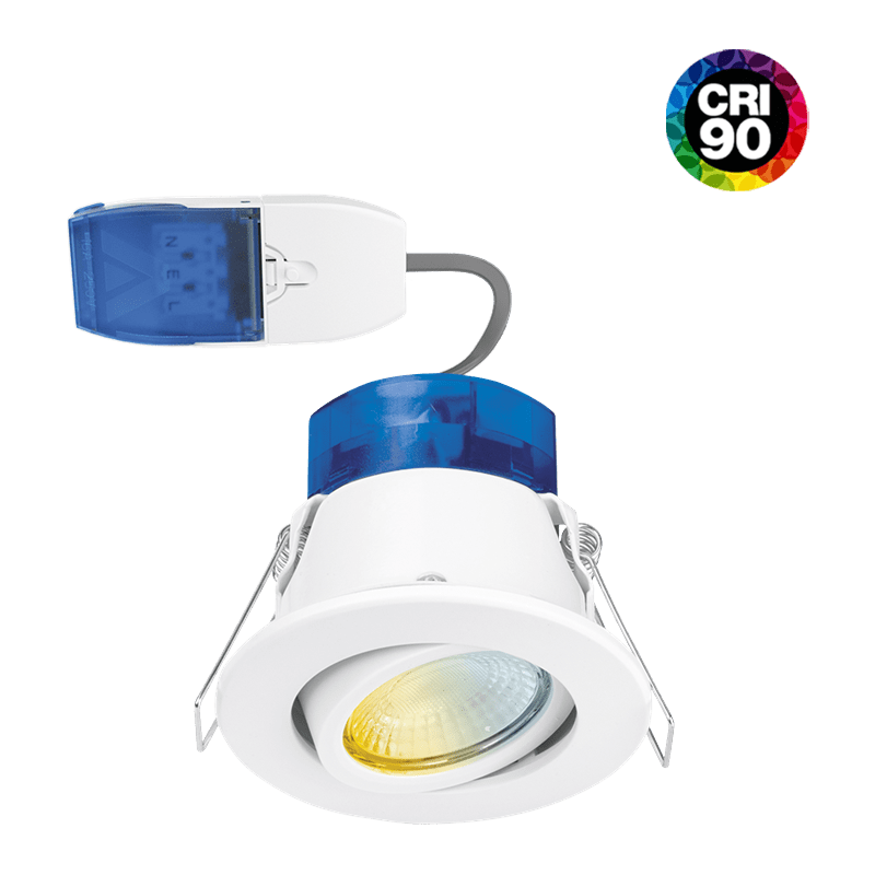 Aurora R6 4W/6W Dimmable IP65 CCT Fast Fix Downlight 3000/4000/5700K - White - AU-R62CWSFFH, Image 1 of 1