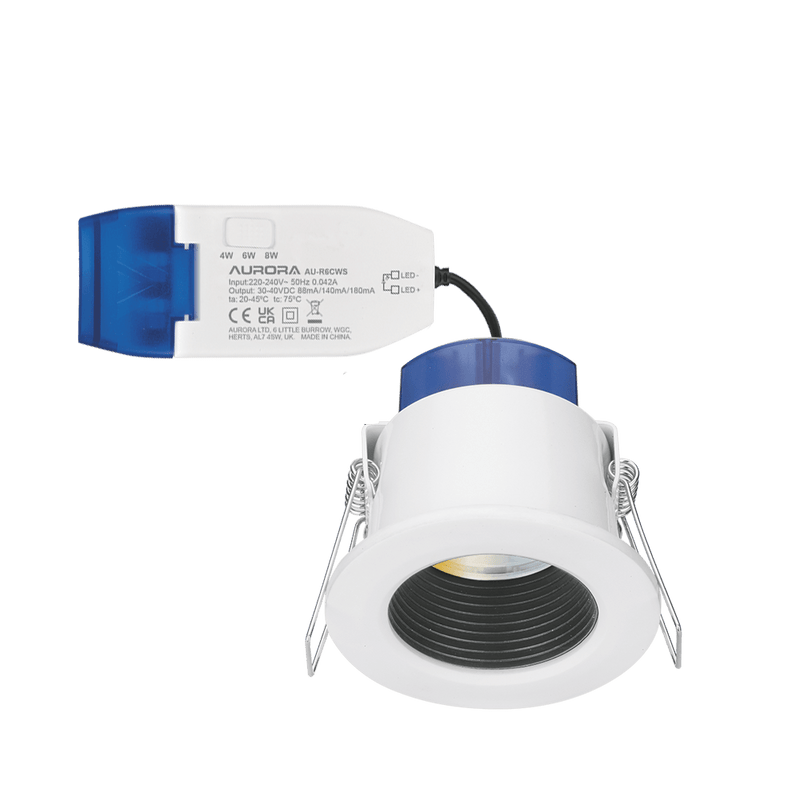 Aurora R6 4W/6W/8W Dimmable IP65 CCT Downlight 3000/4000/5700K - White - AU-R6CWSBF, Image 1 of 1