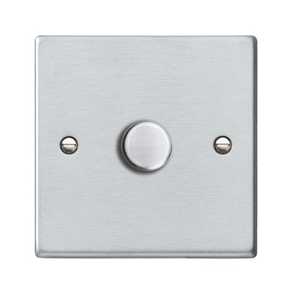 Hamilton Hartland 100W 1 Gang 2 Way Push On/Off Rotary LED Dimmer Switch - Satin Chrome   - 761XLEDITB100, Image 1 of 1