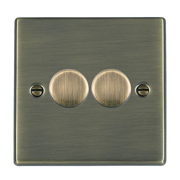 Hamilton Hartland 100W 2 Gang 2 Way Push On/Off Rotary LED Dimmer Switch - Antique Brass  - 792XLEDITB100, Image 1 of 1