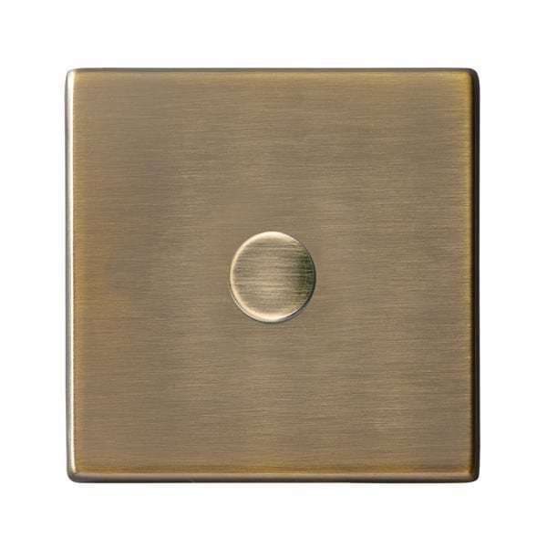 Hamilton Hartland CFX 100W 1 Gang 2 Way Screwless Push Rotary LED Dimmer Switch - Antique Brass  - 79C1XLEDITB100, Image 1 of 1