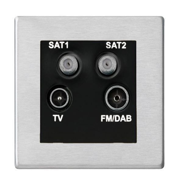 Hamilton Hartland G2 Screwless Non-Isolated TV+FM+SAT1+SAT2 Quadplexer 2 In/4 Out - Sat Steel/Black  - 7G24DENTB, Image 1 of 1