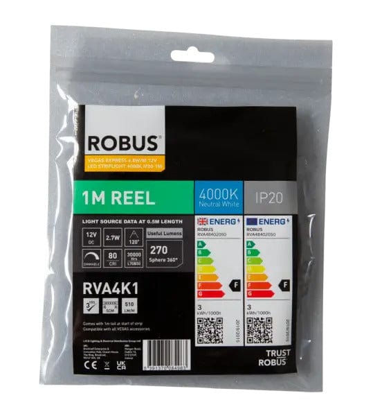 Robus Vegas 4.8W/m 1m LED Striplight IP20, 4000K - RVA4K1, Image 1 of 1