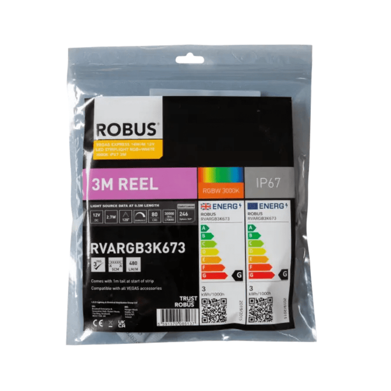 Robus Vegas 14W/m 3m LED Striplight IP67, RGB / 3000K - RVARGB3K673, Image 1 of 1