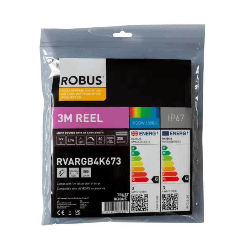 Robus Vegas 14W/m 3m LED Striplight IP67, RGB / 4000K - RVARGB4K673, Image 1 of 1