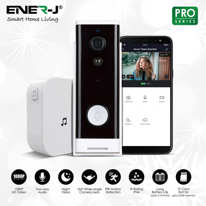 ENERJ Slim Wireless Video Door Bell & Chime - SHA5307, Image 1 of 6