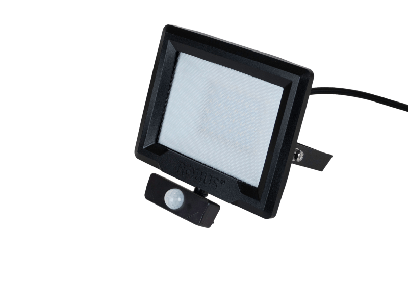 Robus HiLume 30W LED flood light with PIR, IP65, Black, 4000K, c/w 1m flex - RHL3040P-04, Image 1 of 1