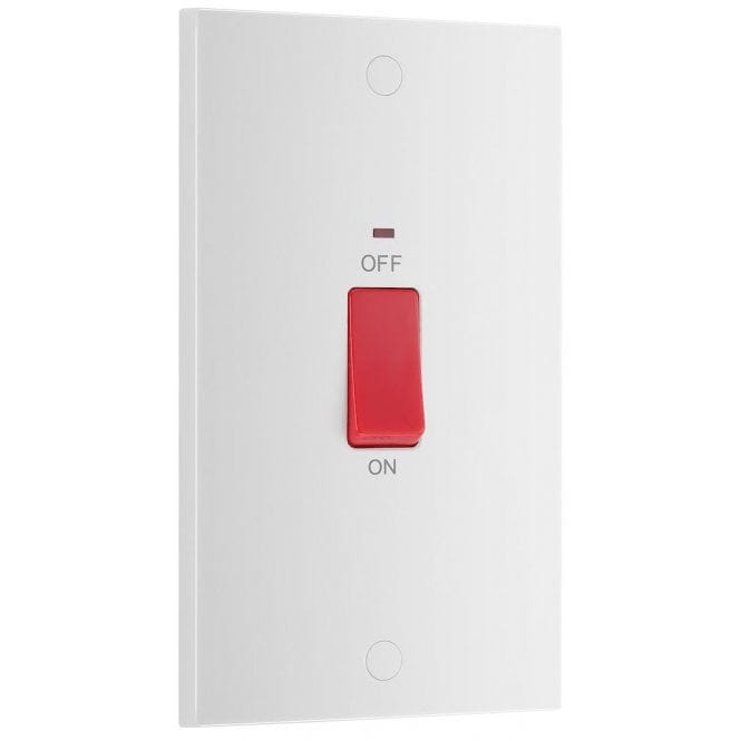 BG 900 Series 45A 2 Gang Double Pole Cooker Switch with Neon - Vertical Plate - White  - 972W, Image 1 of 1