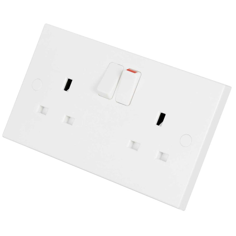 BG 900 Series 13A 2 Gang Single Pole Switched Socket - White  - 922W, Image 1 of 1