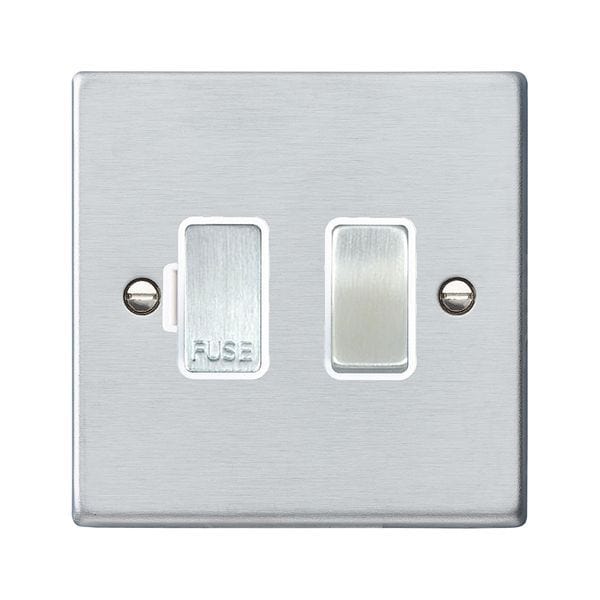 Hamilton Hartland 13A 1 Gang Switched Fused Spur - Satin Chrome with White Insert  - 76SPSC-W, Image 1 of 1