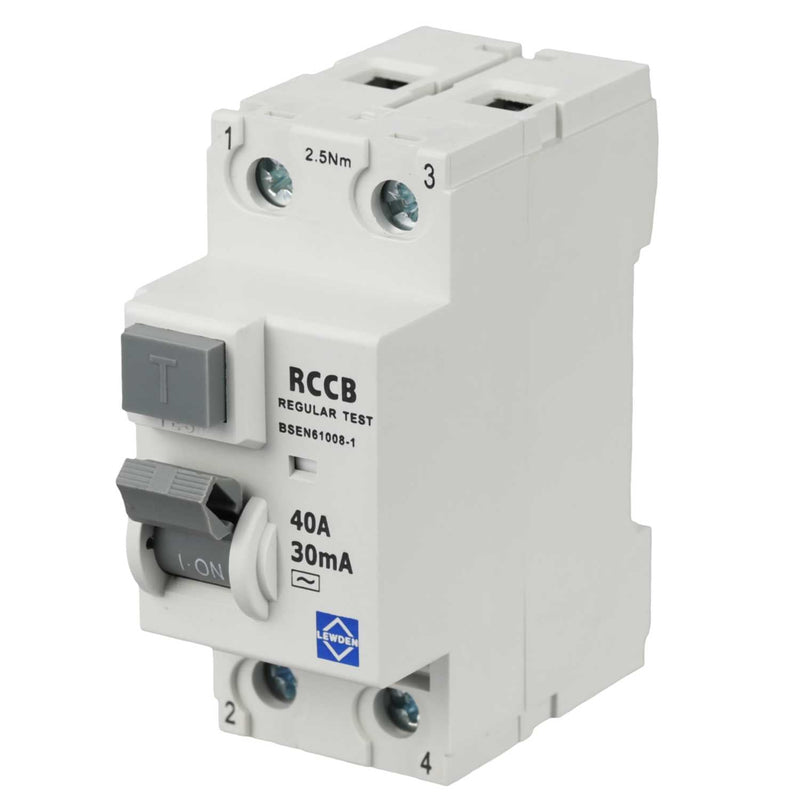 Lewden 40A 2 Pole 30mA Type A 6KA RCD - 40-30-2A, Image 1 of 1