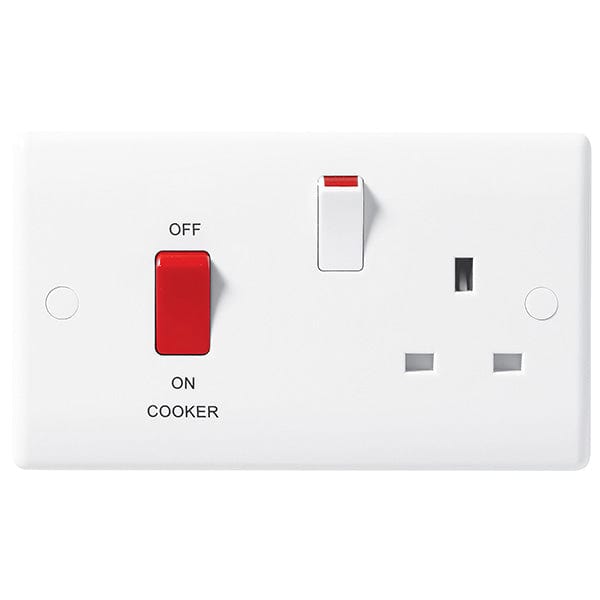 BG Nexus White Double Cooker Switch / Socket 45A - 871, Image 1 of 1