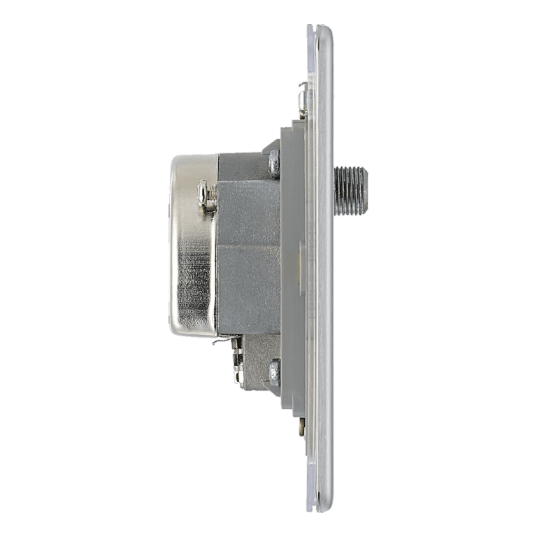 BG Nexus Flatplate Screwless Brushed Steel 3 Gang Triplex TV/FM/Satellite Socket - FBS67, Image 3 of 4