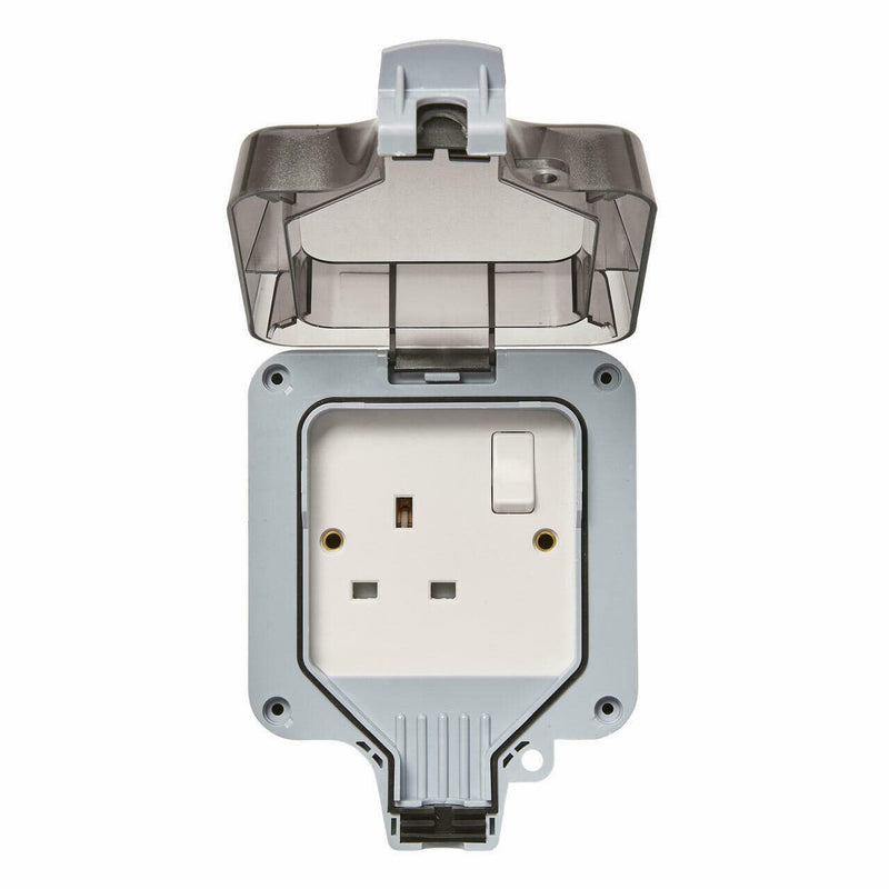 Forum Zinc Fused Spur with Neon IP66 - Grey - ZN-38870, Image 1 of 1