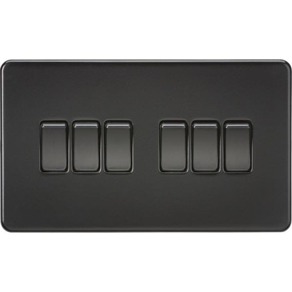 Knightsbridge Screwless 10AX 6G 2-Way Switch - Matt Black - SF4200MBB, Image 1 of 1