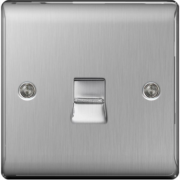 BG Nexus Metal Brushed Steel Single Slave Telephone Socket - NBSBTS1, Image 1 of 1