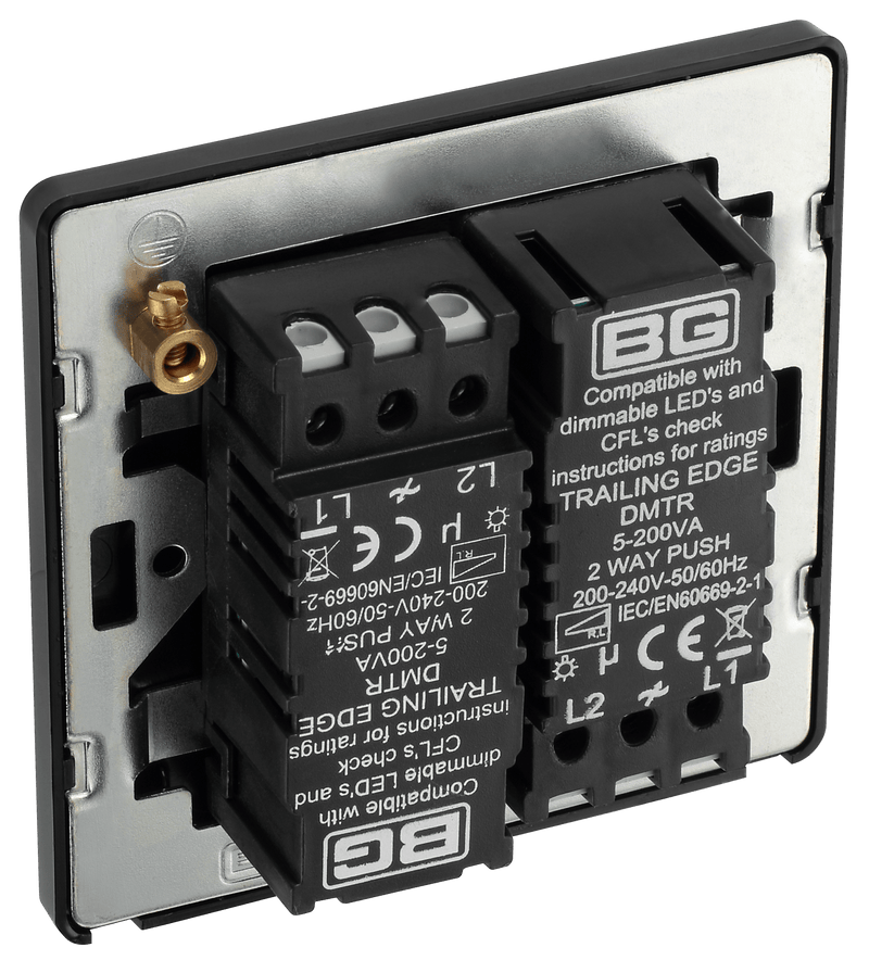 BG Evolve Polished Copper Trailing Edge LED 200W Double Dimmer Switch 2-Way Push On/Off - PCDCP82B, Image 4 of 5