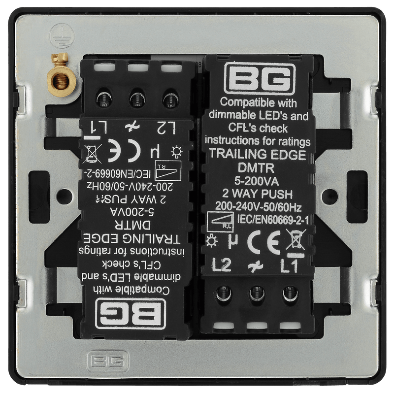 BG Evolve Polished Copper Trailing Edge LED 200W Double Dimmer Switch 2-Way Push On/Off - PCDCP82B, Image 5 of 5