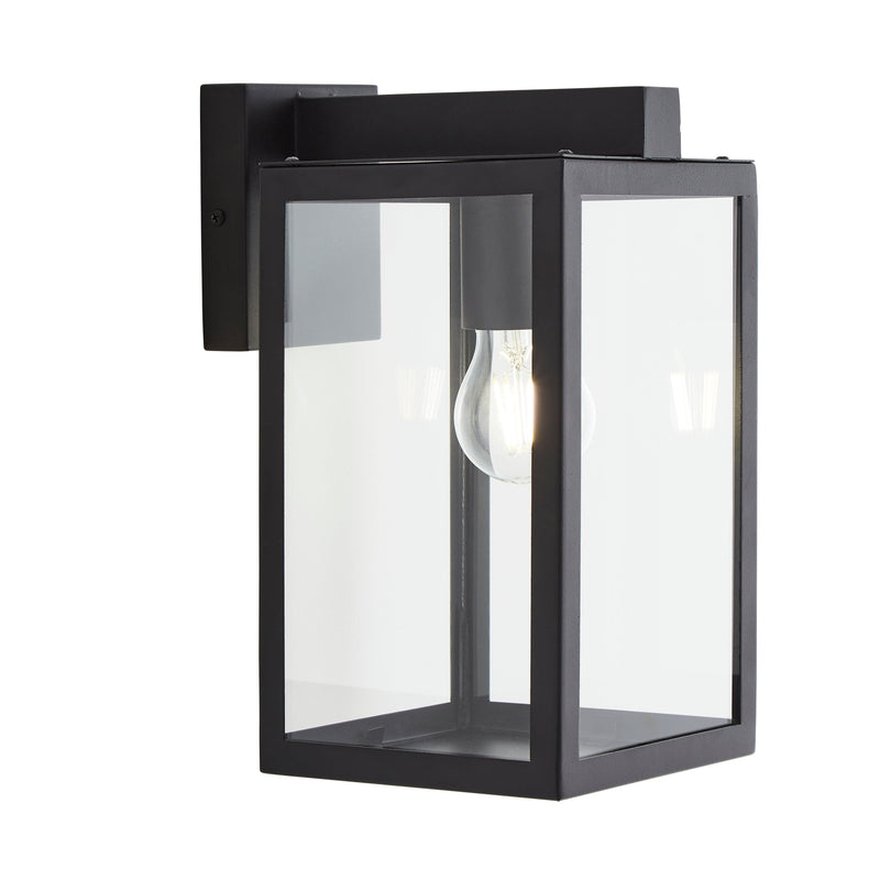 Forum Hestia E27 Glass Panel Box Lantern - Black - ZN-38205-BLK, Image 1 of 1