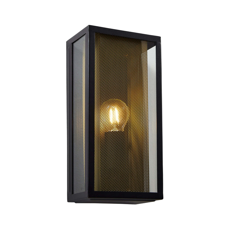 Forum Lighting Cuba Outdoor Box Lantern Wall Light With Brass Mesh Insert - Black - ZN-40002-BLK, Image 1 of 1