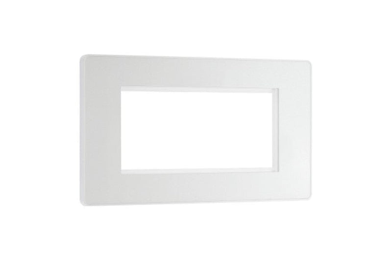 BG Evolve Pearl White Grid 4 Gang Euro Module Front Plate - PCDCLEMR4W, Image 1 of 6